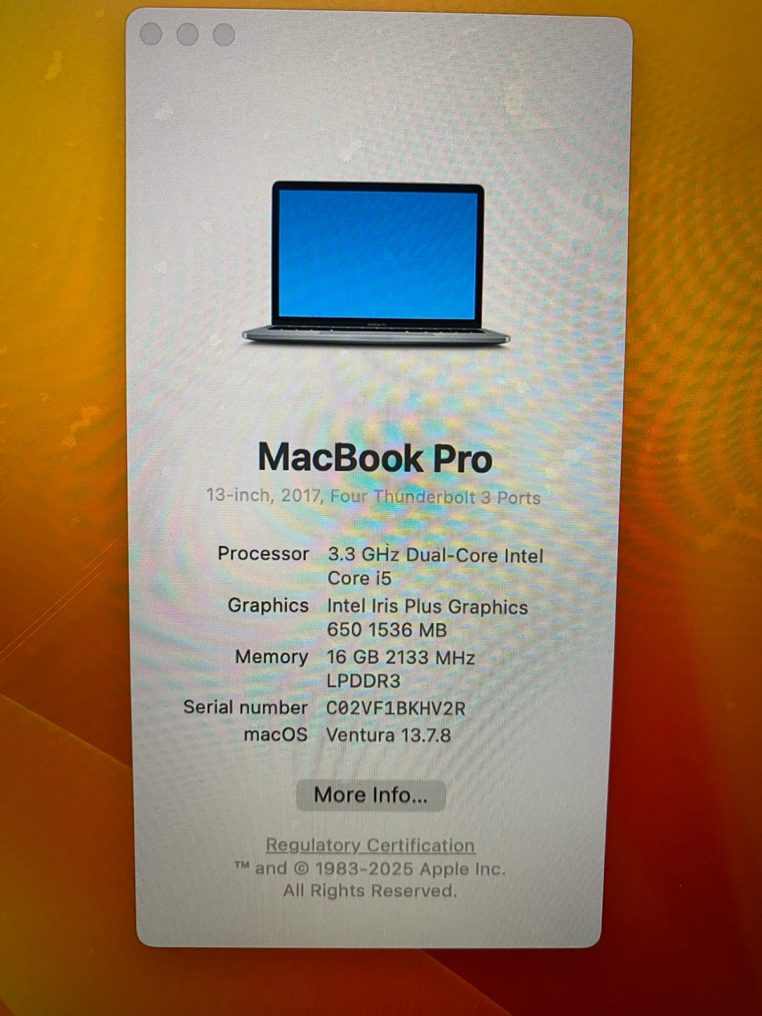 MacBook Pro 13" 2017 | i5 3.3GHz | 16GB RAM | 500GB SSD
