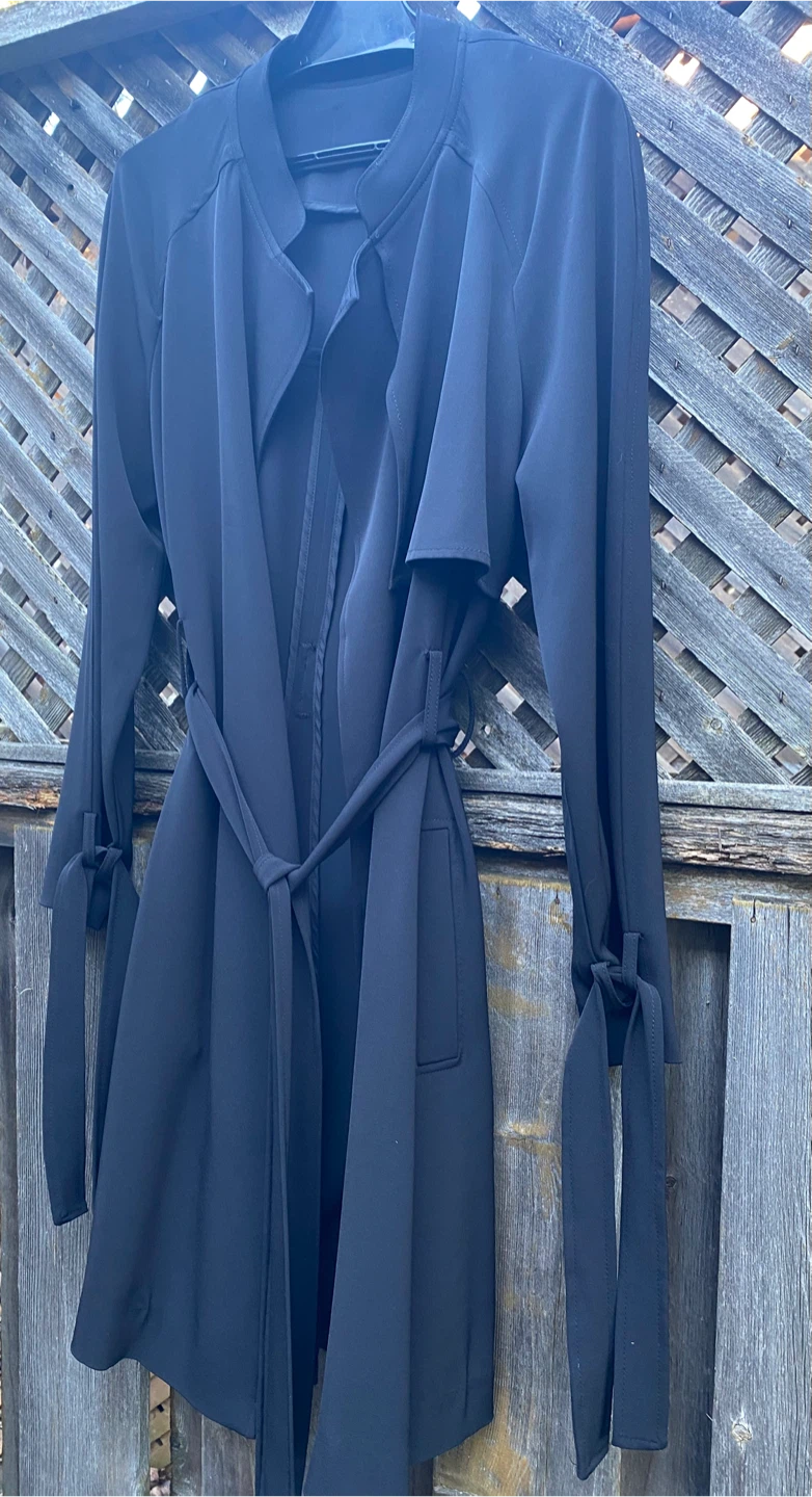 Black Women's Trench Coat, Size S - photo 2