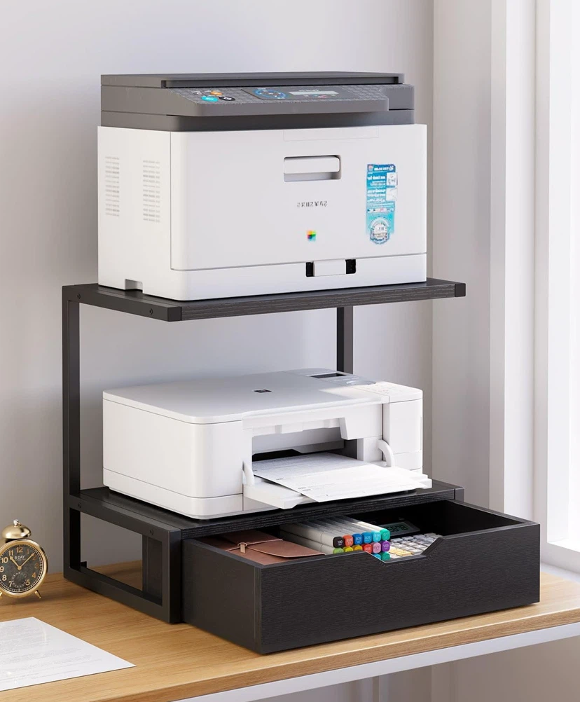 Two-Tier Printer Stand with Storage Drawer - photo 2
