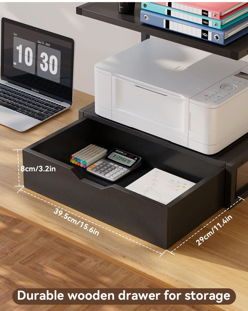 Two-Tier Printer Stand with Storage Drawer - photo 3