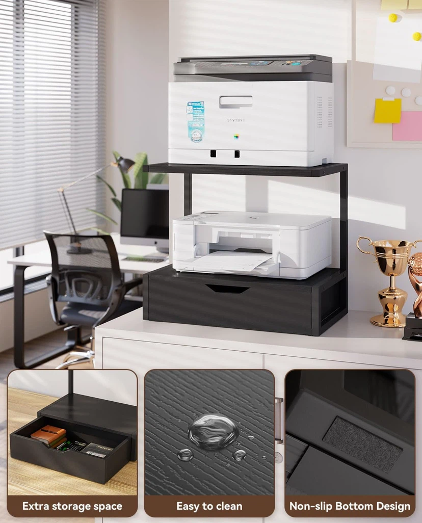 Two-Tier Printer Stand with Storage Drawer - photo 4