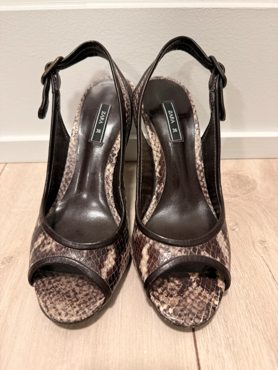 Zara Snakeskin-Print Heels – Size 36