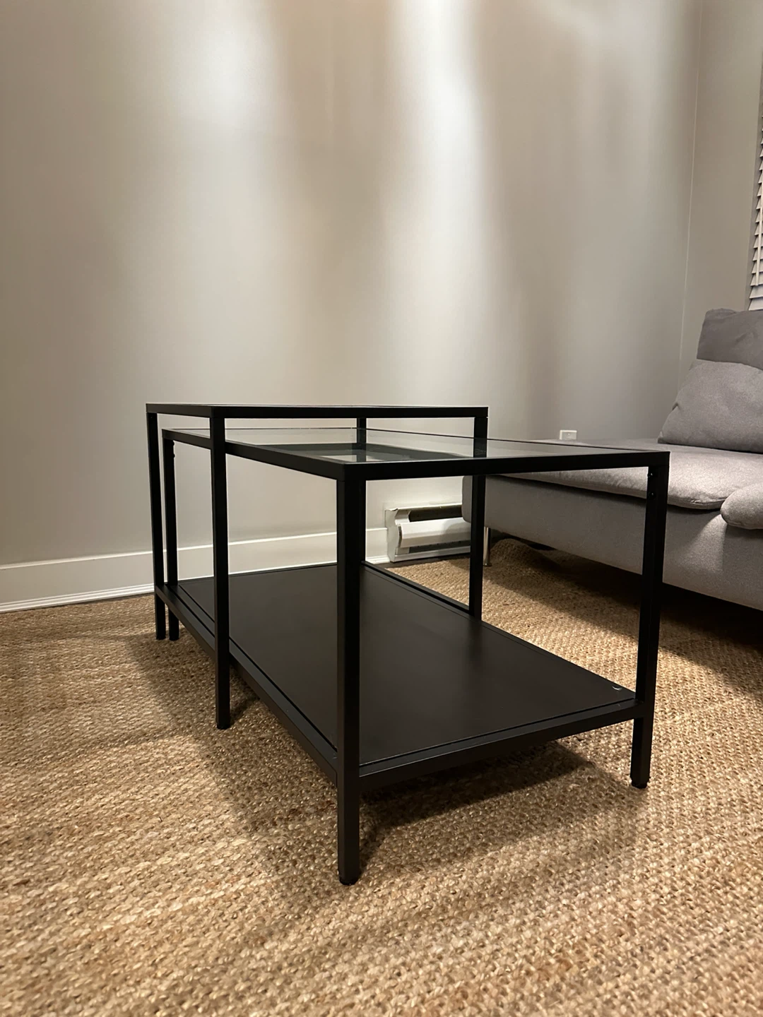 IKEA Vittsjo Black Metal and Glass Nesting Coffee Tables - photo 2