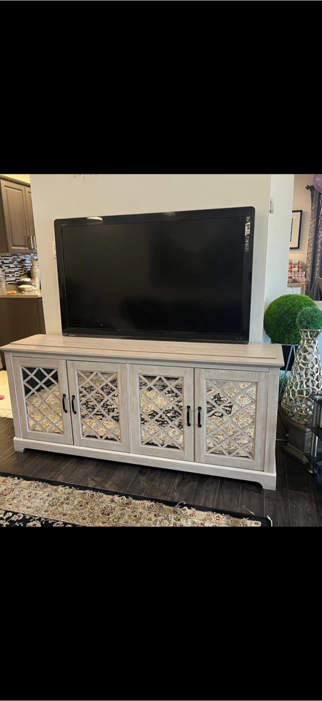 Mirrored 4-Door Media Console