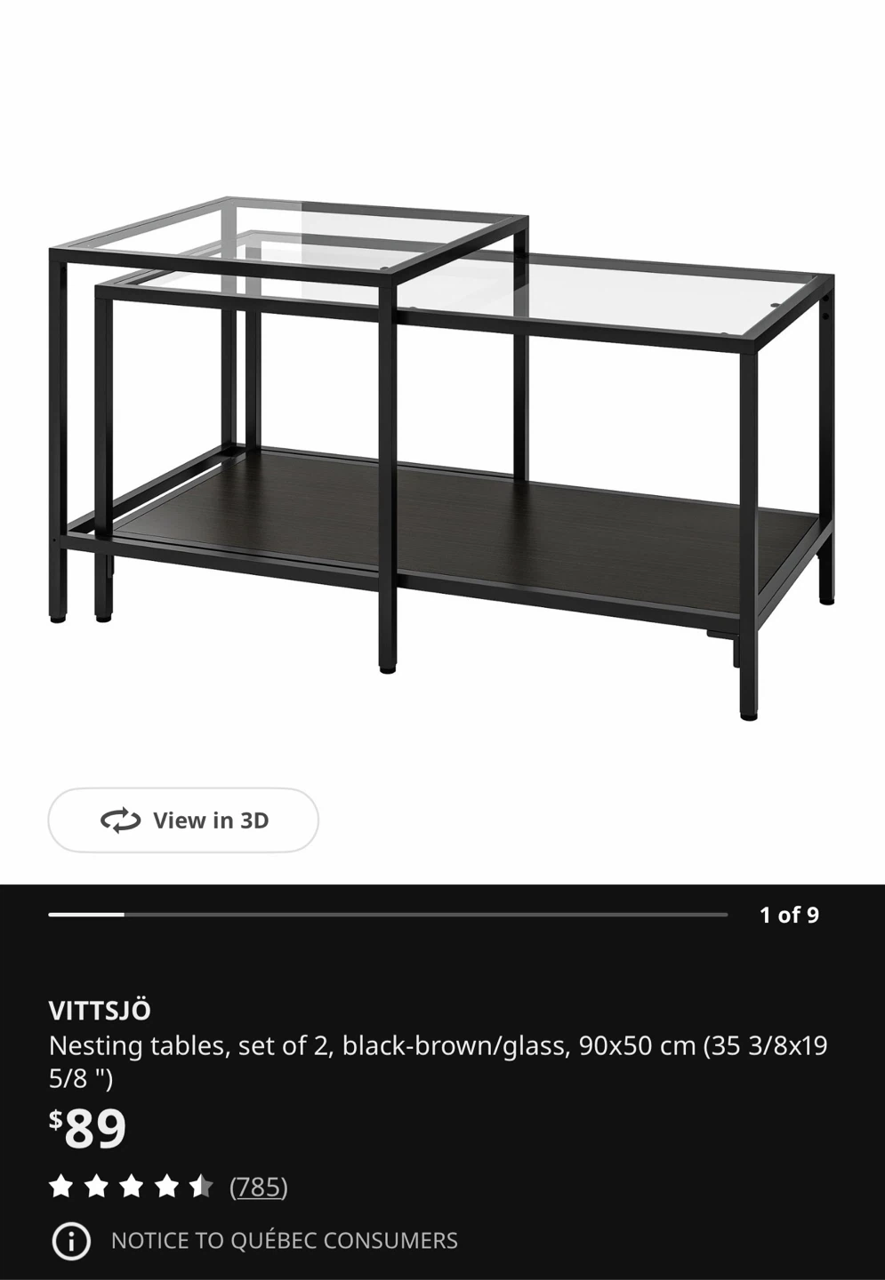IKEA Vittsjo Black Metal and Glass Nesting Coffee Tables - photo 4