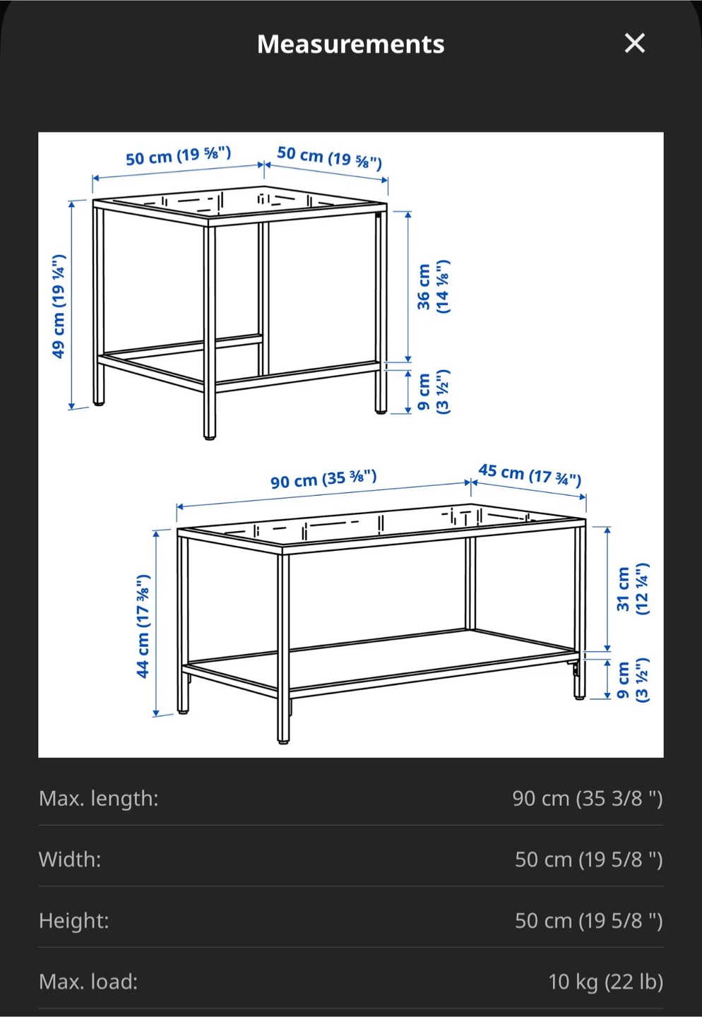 IKEA Vittsjo Black Metal and Glass Nesting Coffee Tables - photo 5