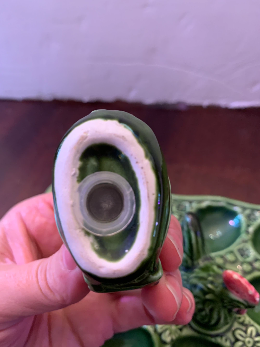 Vintage Green Deviled Egg Tray with Rooster Salt/Pepper Shakers - photo 3