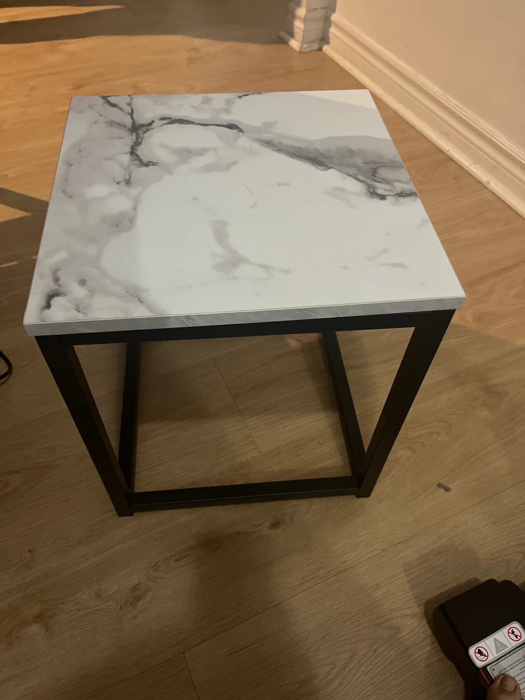 Small side table with marble-look top
