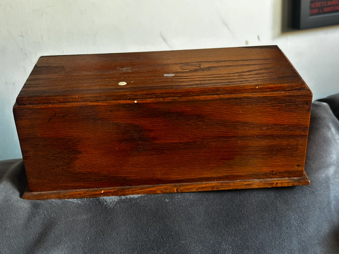 Antique Solid Oak Wood Storage Box