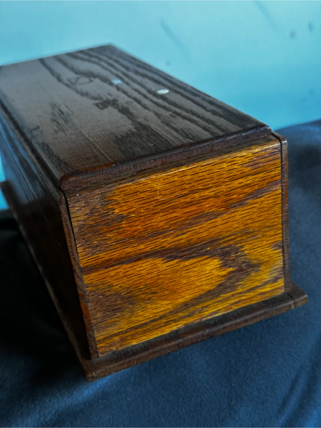 Antique Solid Oak Wood Storage Box - photo 2