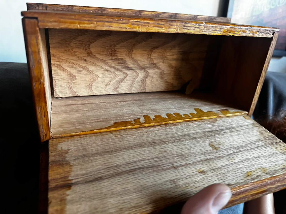 Antique Solid Oak Wood Storage Box - photo 4