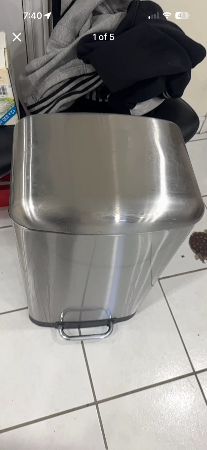 Stainless steel step trash bin - photo 2