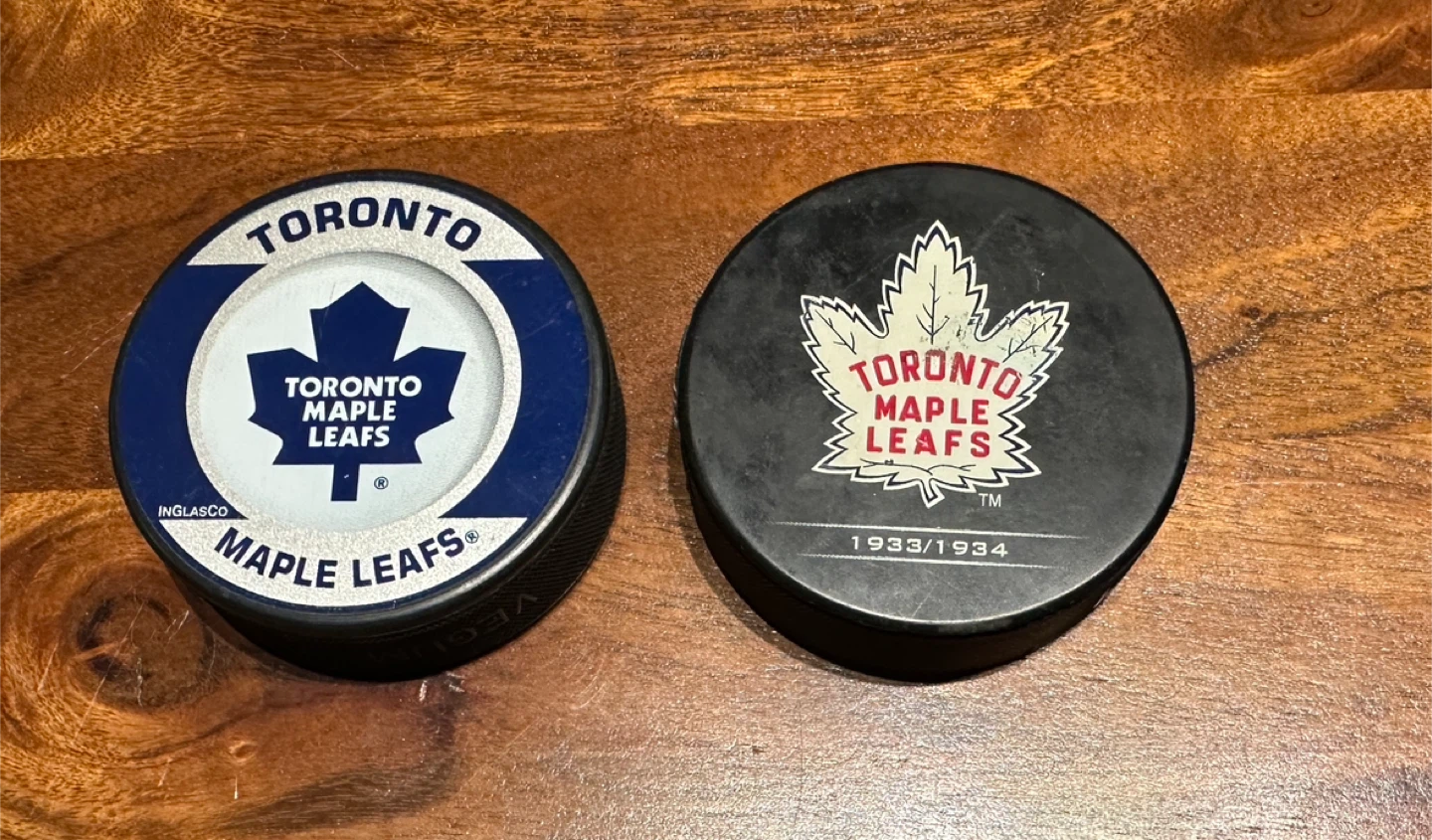 Set of Toronto Maple Leafs NHL Collectible Pucks