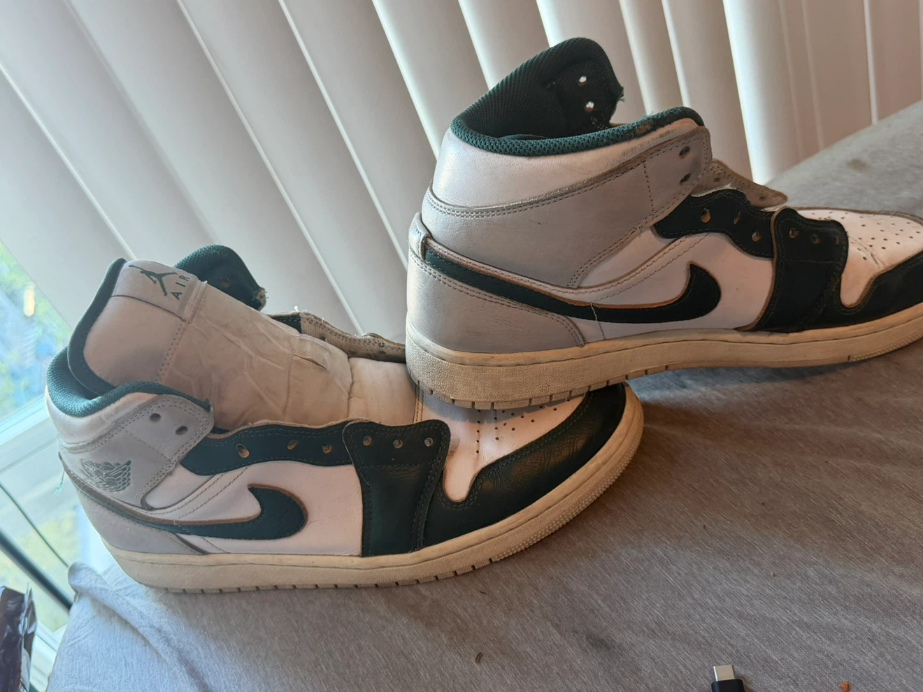 Nike Air Jordan 1 Mid White and Green - photo 3