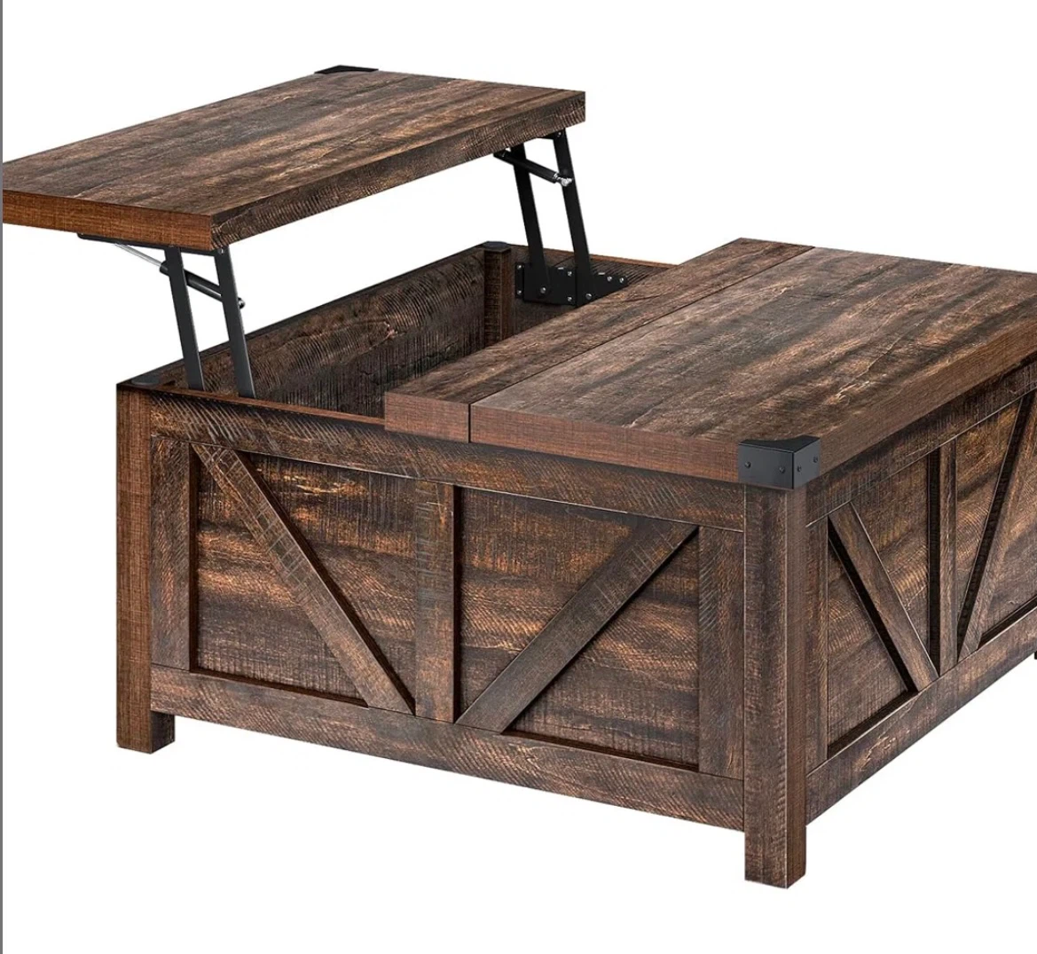 Rustic Farmhouse Lift-Top Coffee Table with Storage