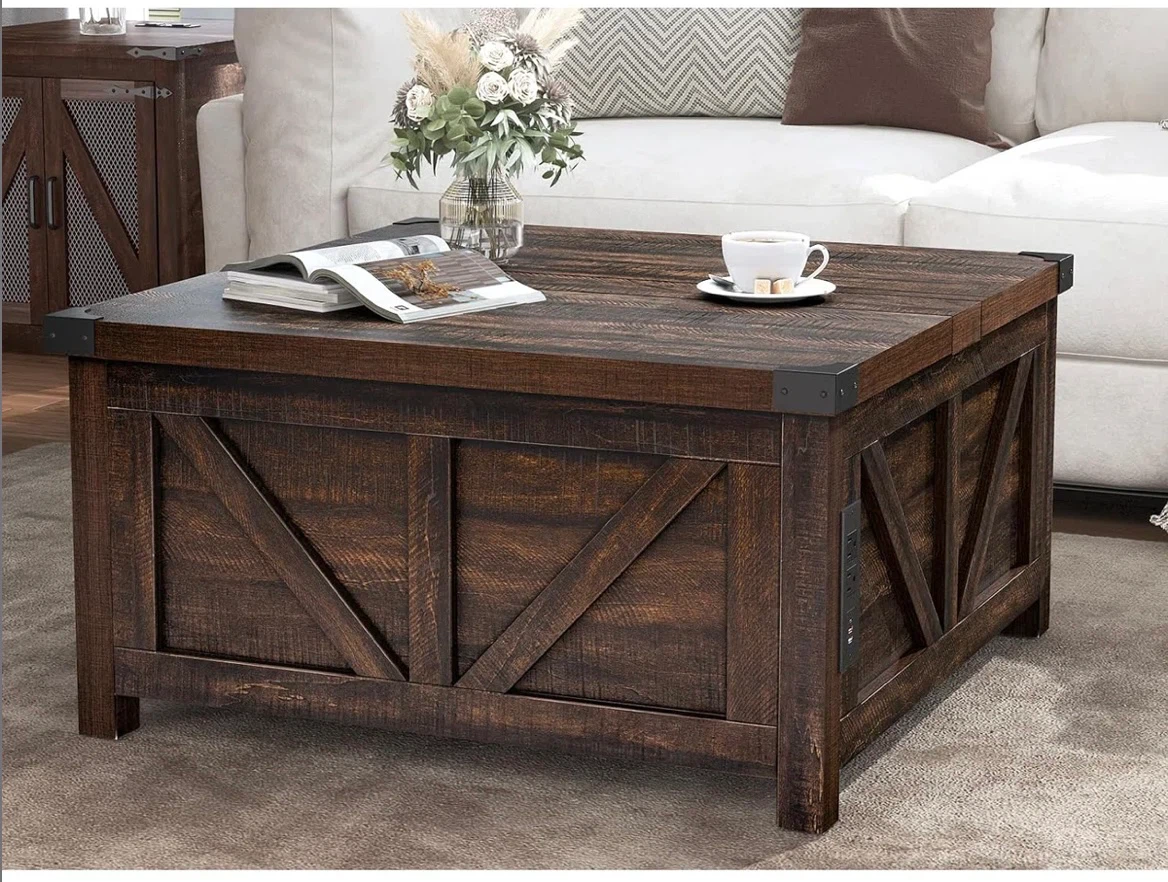 Rustic Farmhouse Lift-Top Coffee Table with Storage - photo 5