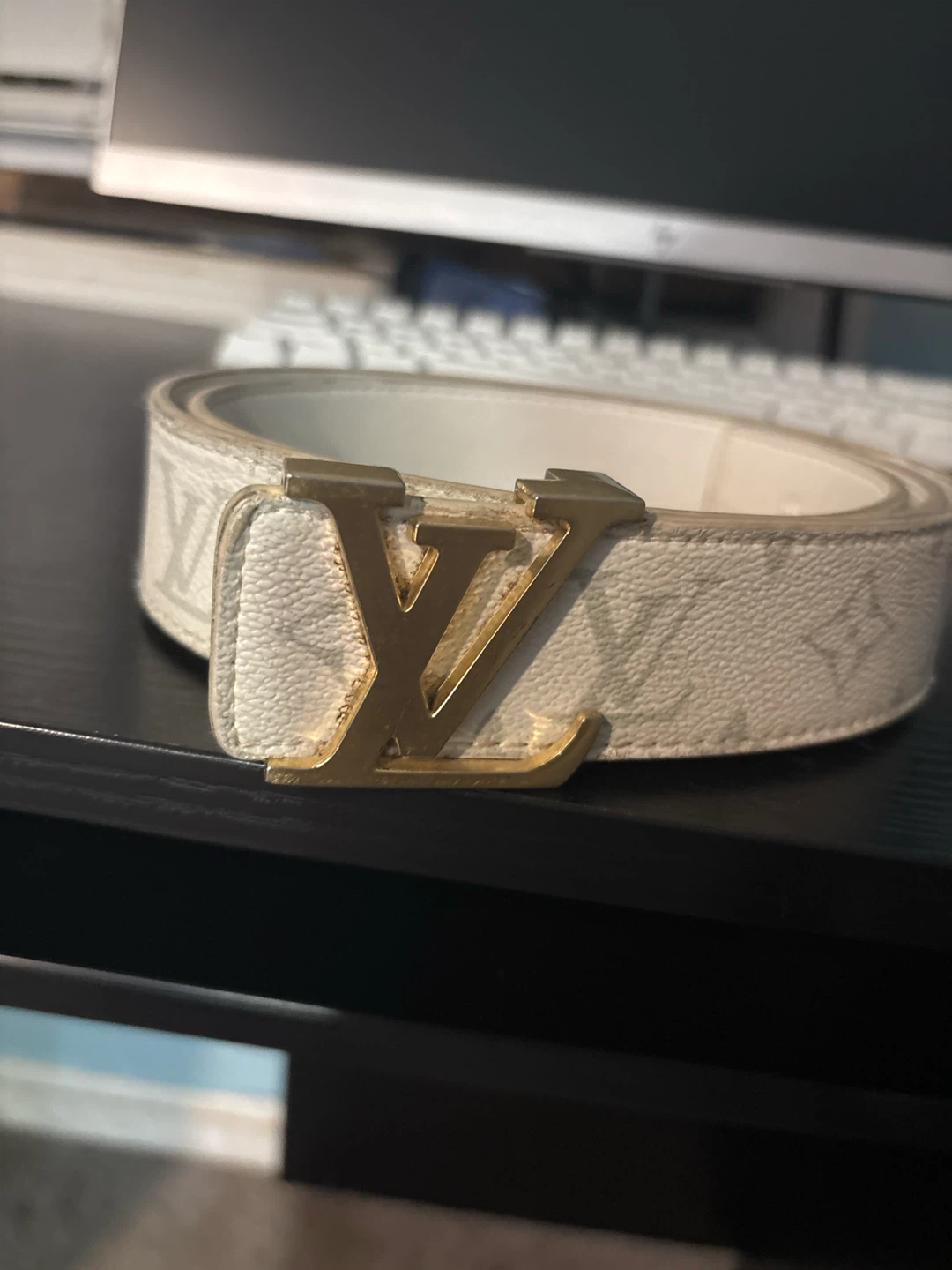 Louis Vuitton White Monogram Belt