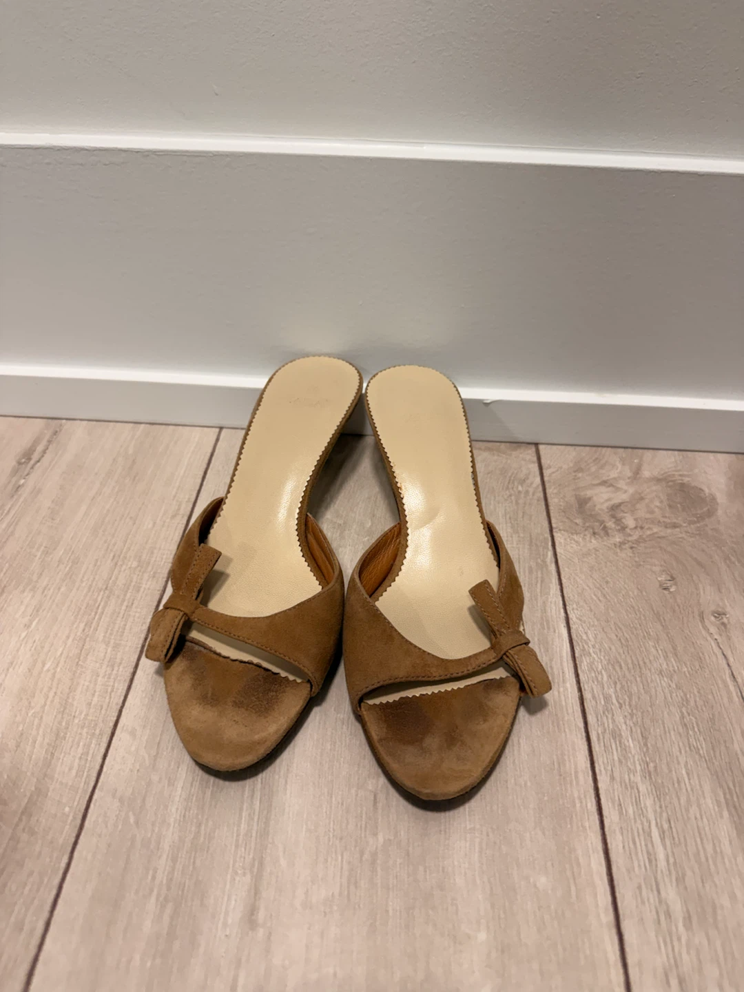 Suede Kitten Heel Sandals – Size 36