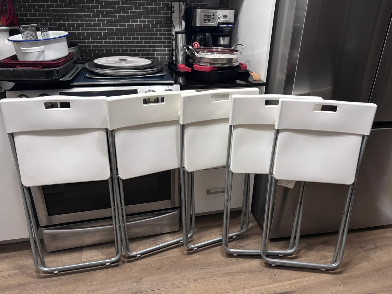 Set of 5 IKEA Gunde Folding Chairs