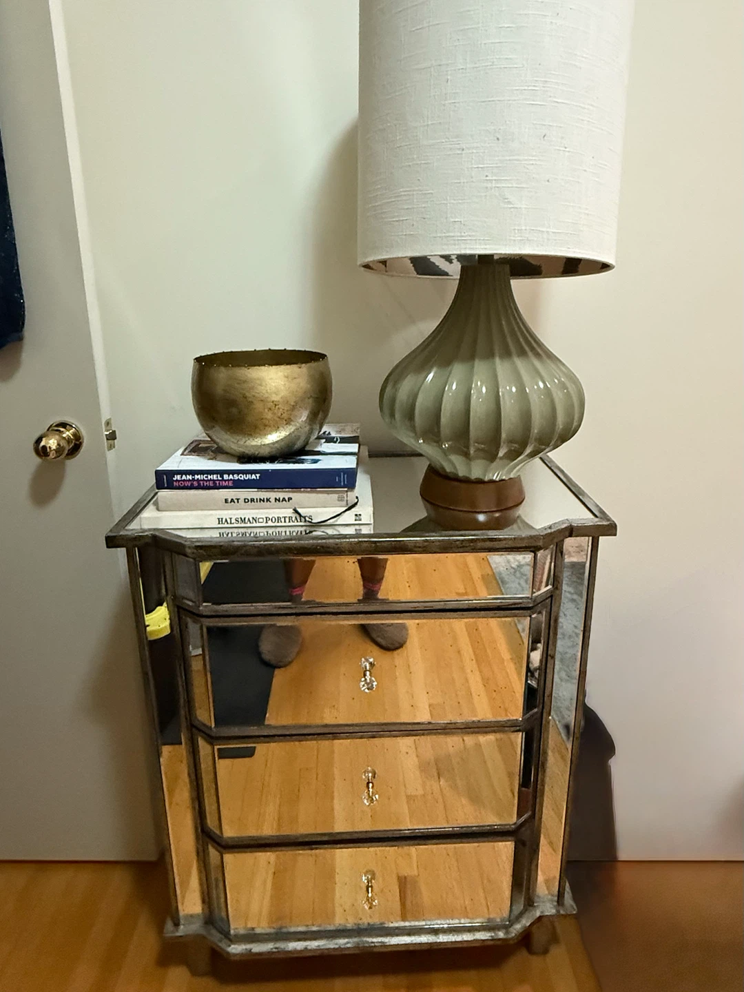 Mirrored 3-Drawer Nightstand - photo 2