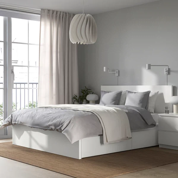 IKEA MALM Queen High Bed Frame with 4 Storage Boxes