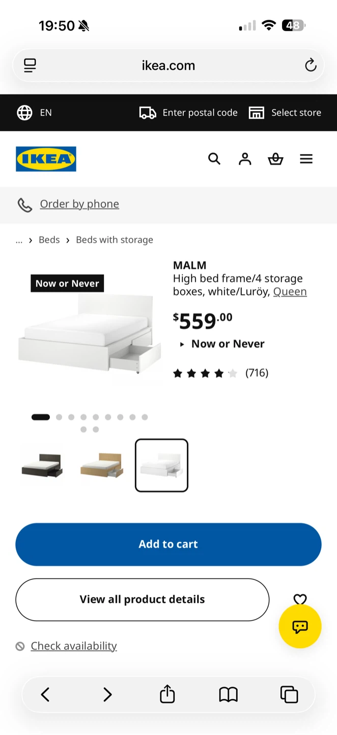 IKEA MALM Queen High Bed Frame with 4 Storage Boxes - photo 2