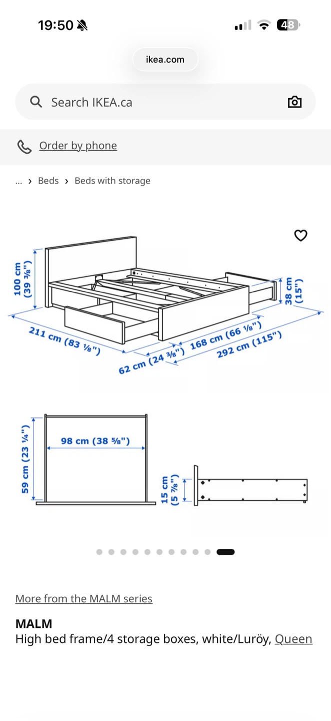 IKEA MALM Queen High Bed Frame with 4 Storage Boxes - photo 3