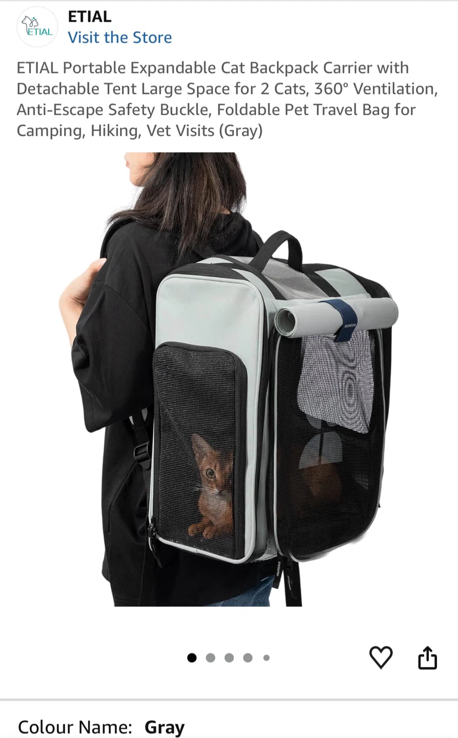 HIDREAM Expandable Cat Backpack Carrier - Gray - photo 2