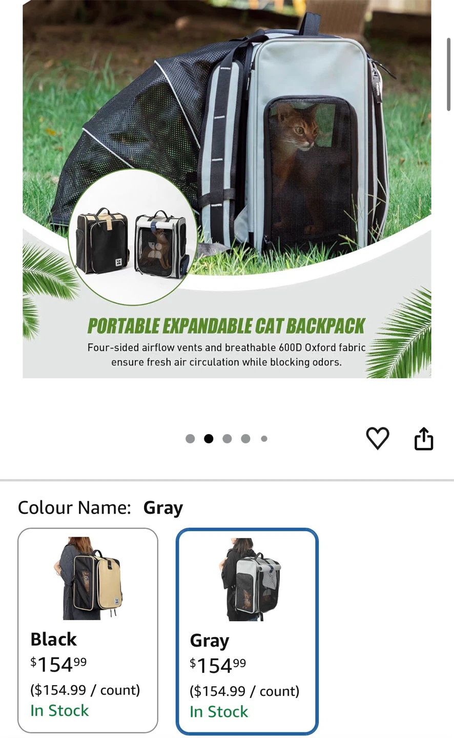 HIDREAM Expandable Cat Backpack Carrier - Gray - photo 3