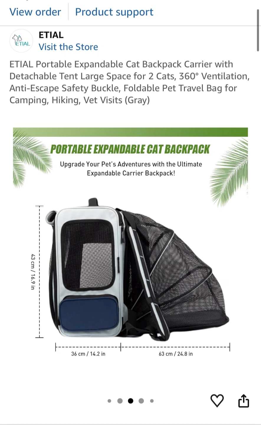 HIDREAM Expandable Cat Backpack Carrier - Gray - photo 4