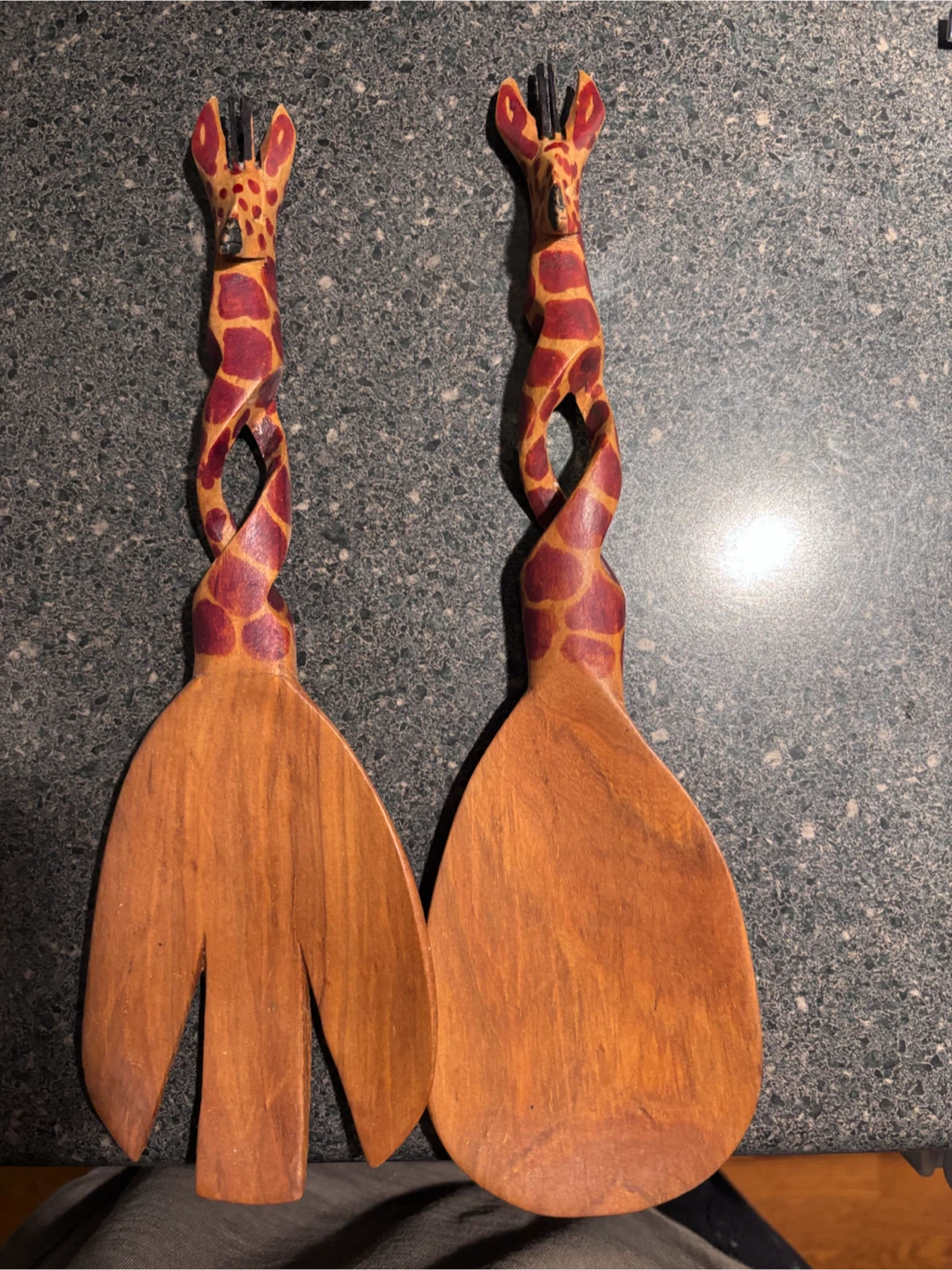 Hand-Carved Giraffe Salad Servers