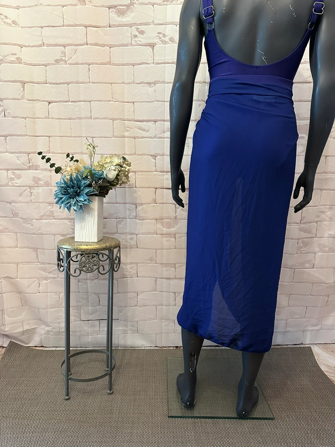 Blue One-Piece Swimsuit with Cover-Up - photo 3