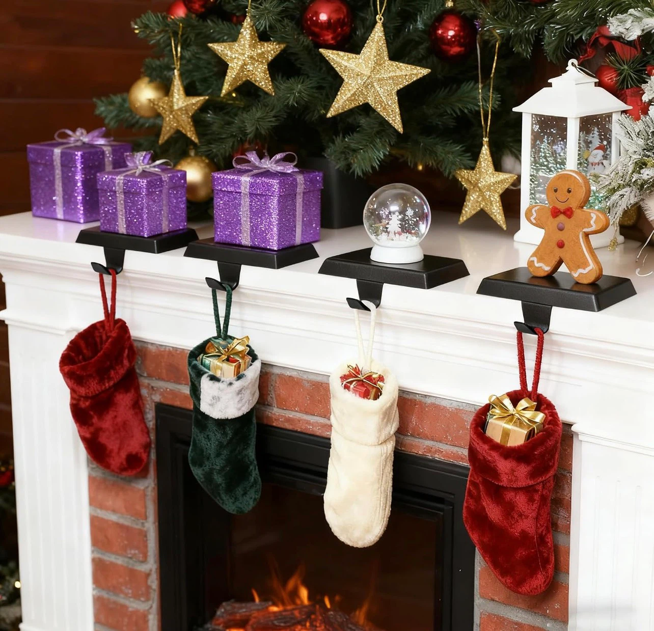 Set of 6 Black Christmas Stocking Holders - photo 2