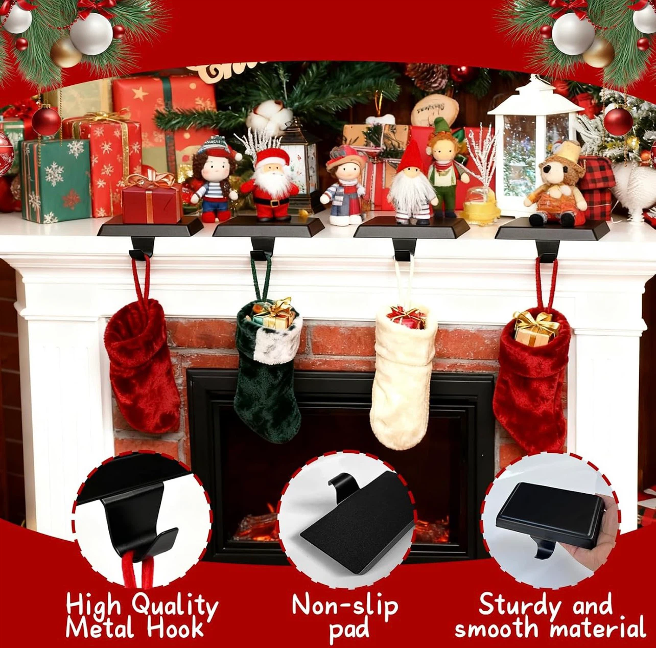 Set of 6 Black Christmas Stocking Holders - photo 4