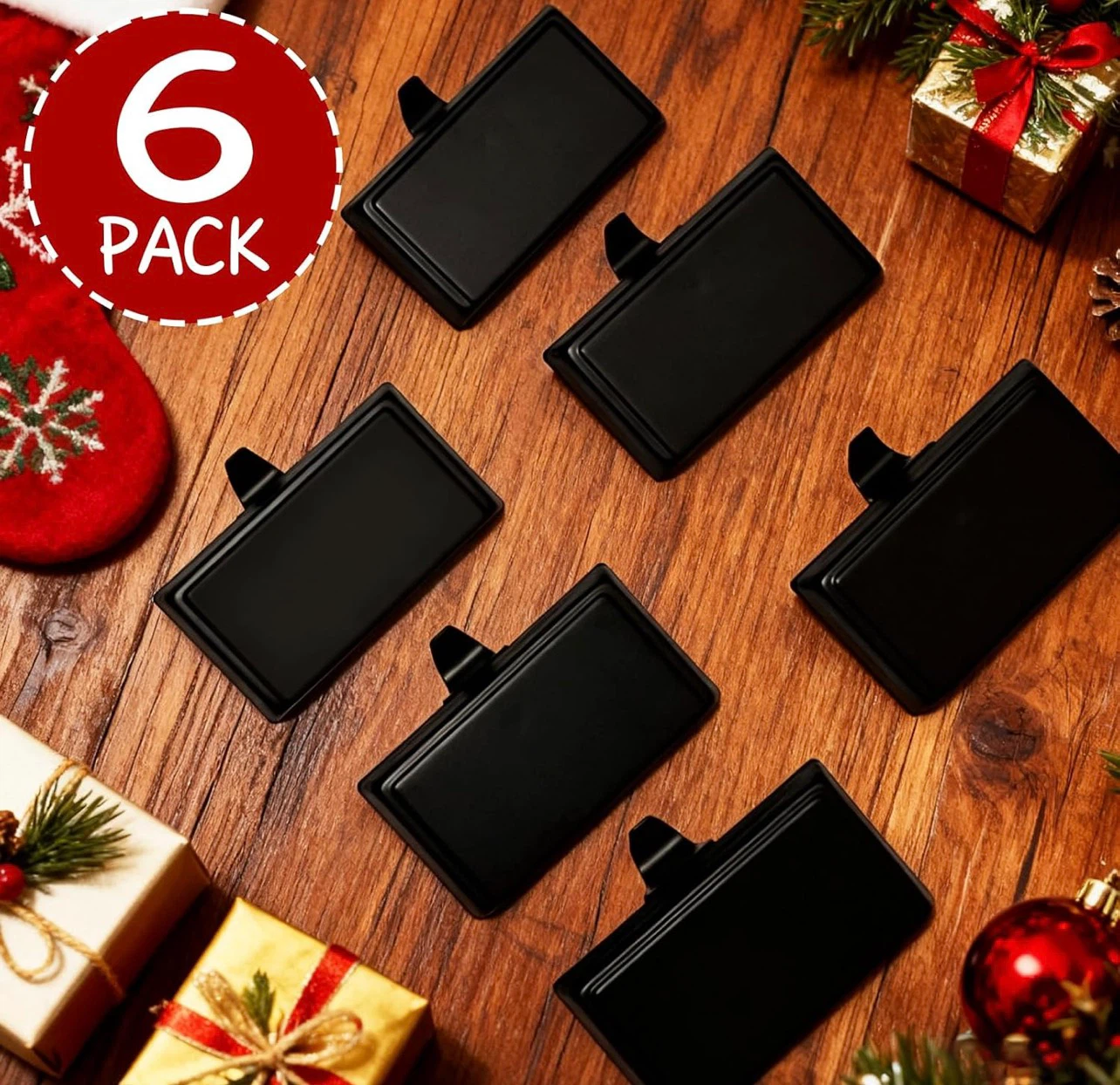 Set of 6 Black Christmas Stocking Holders - photo 5