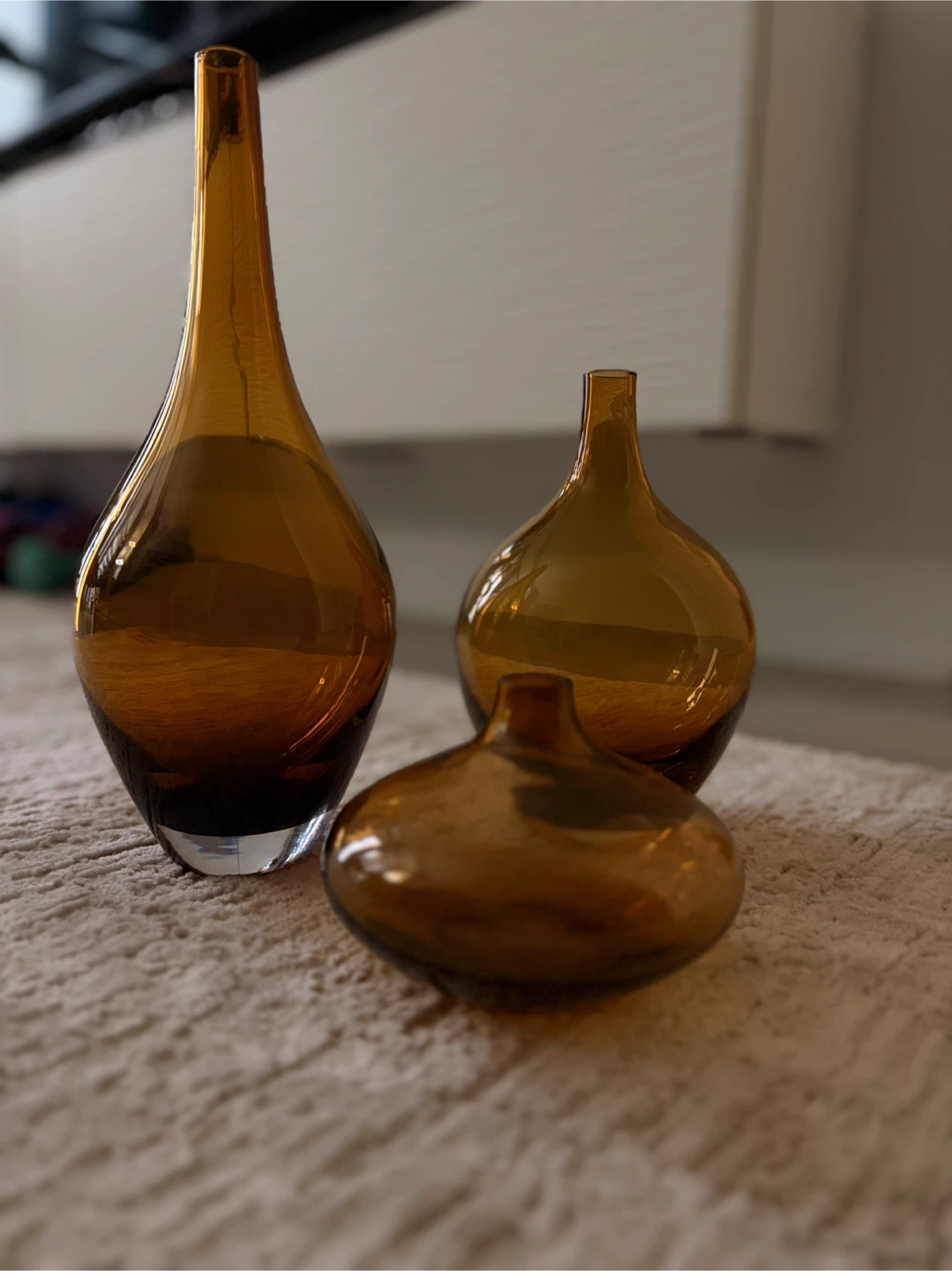 Set of Three Amber Glass Vases - photo 2