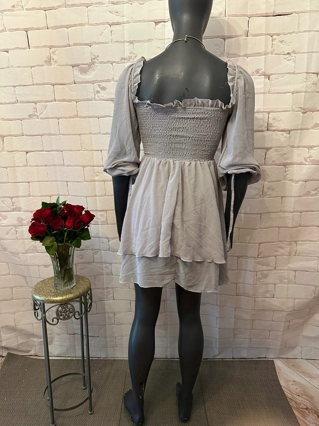 Light Grey Off-Shoulder Mini Dress