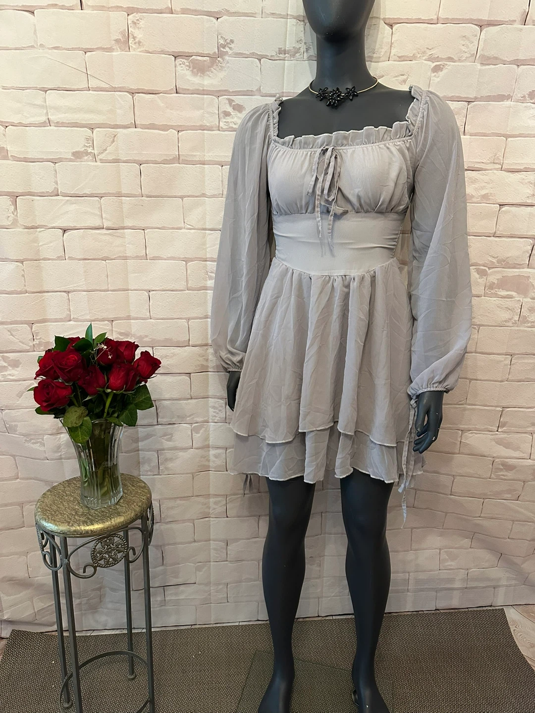 Light Grey Off-Shoulder Mini Dress - photo 3