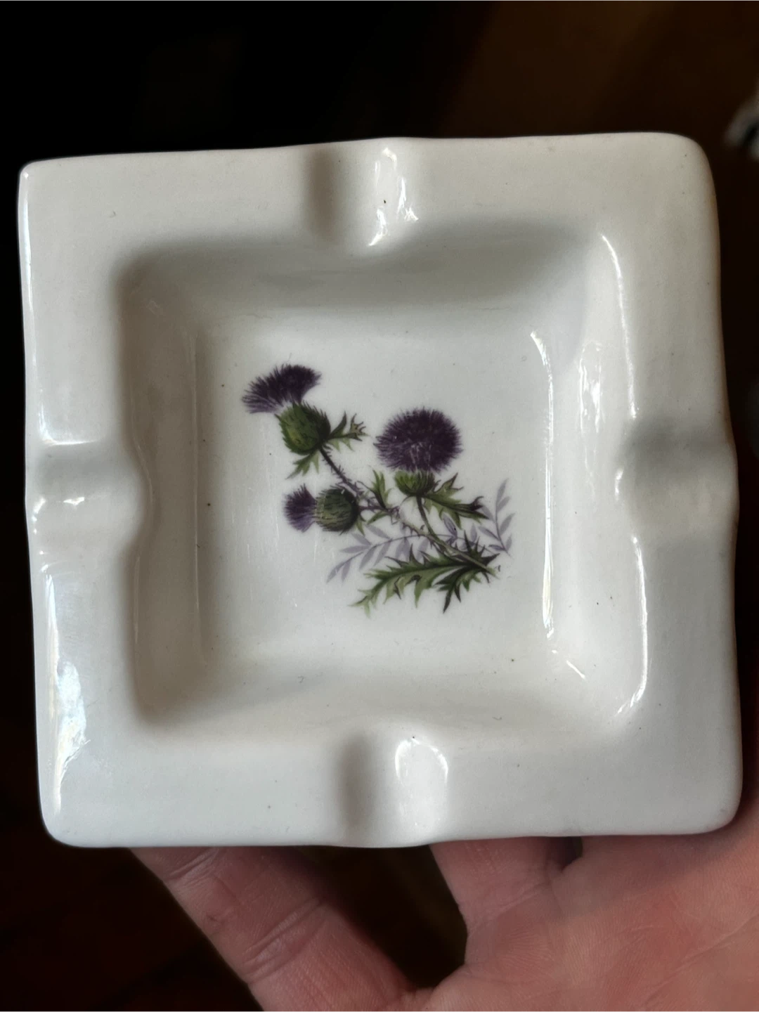 Luckenbooth Bone Chine Scottish Thistle Ashtray
