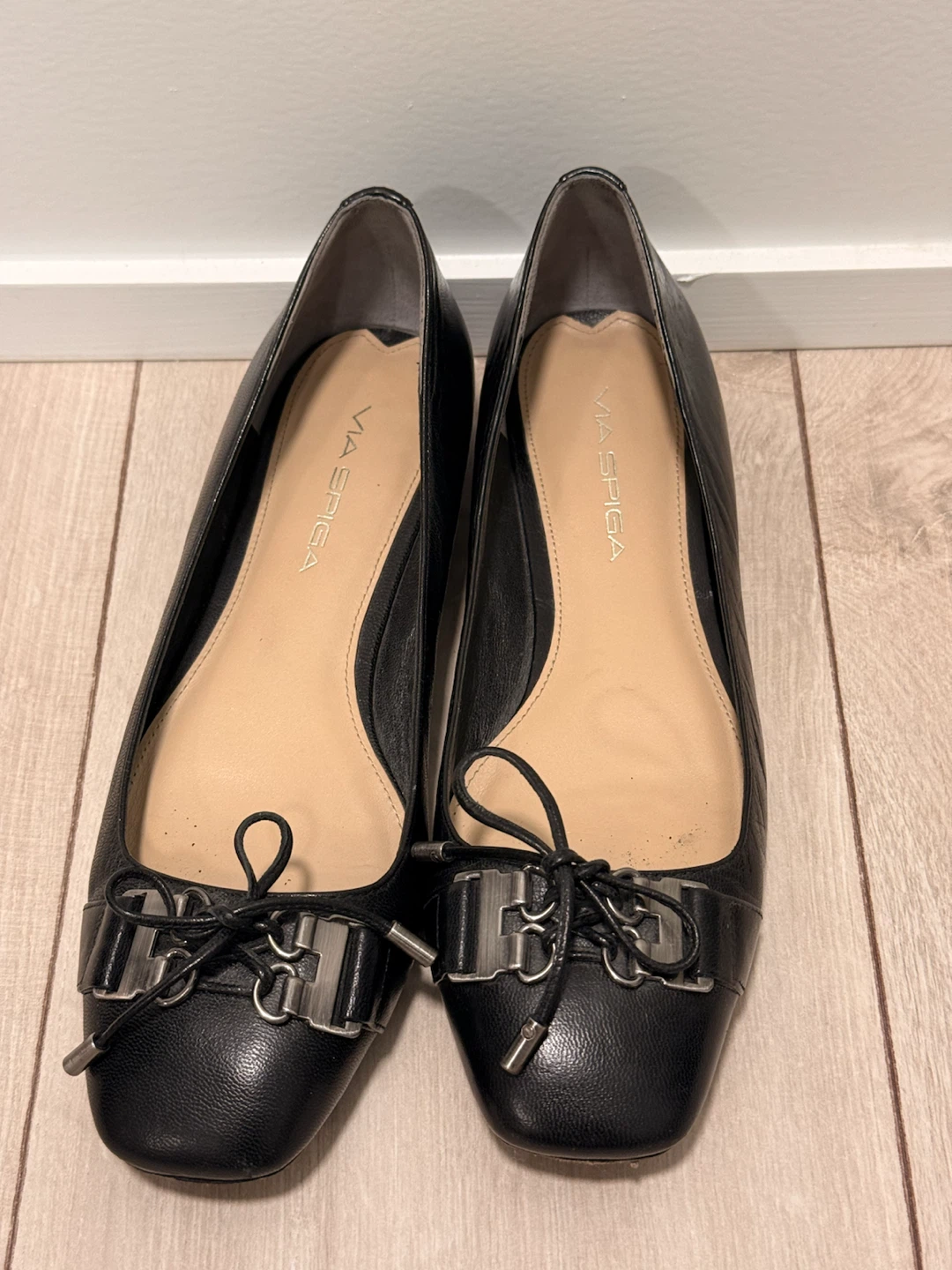 Via Spiga Black Leather Ballet Flats - Size 6
