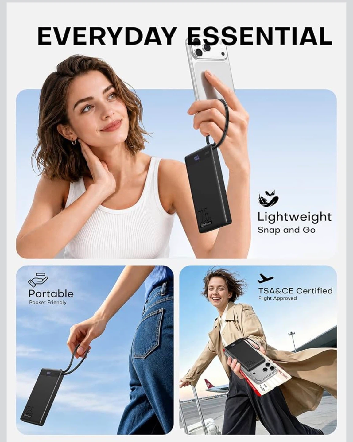 10000mAh Portable Power Bank with Built-in Cable - photo 3