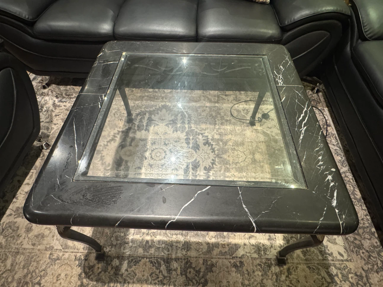 Black Marble Coffee Table Glass Top