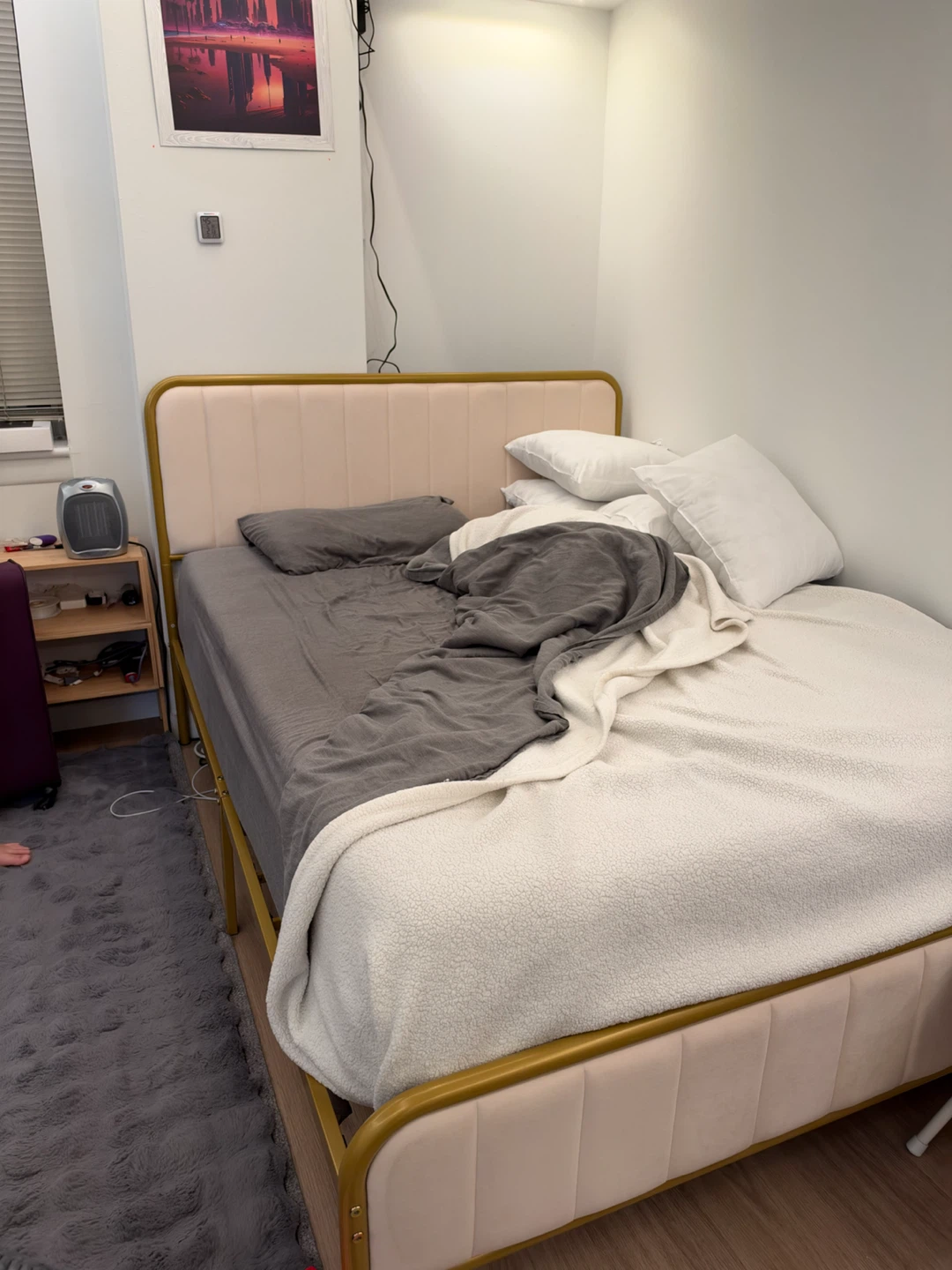 Gold framed queen size bed frame