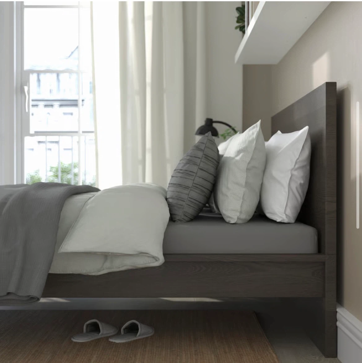 IKEA Malm double bed with side table