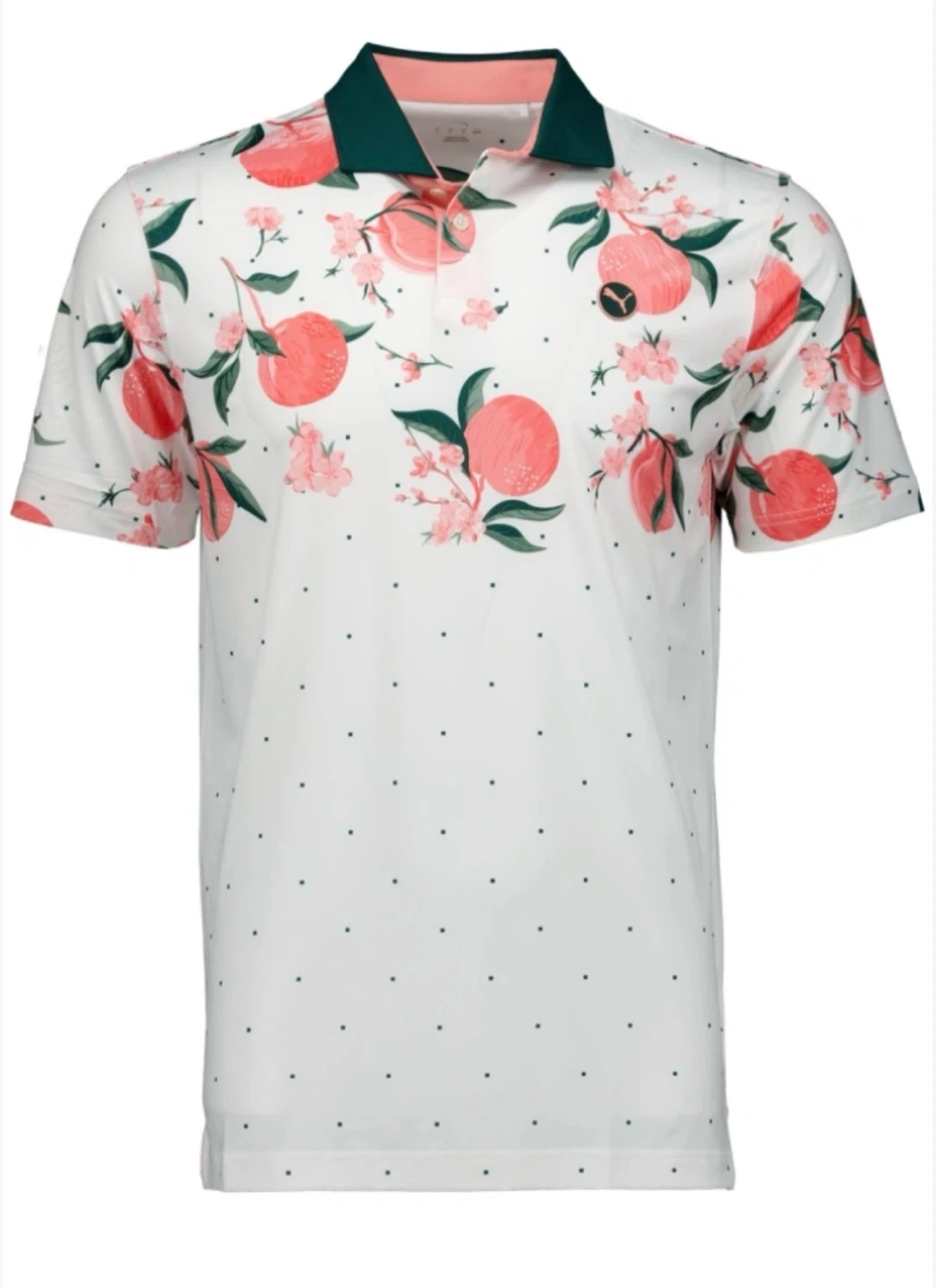Brand new Puma Golf Peach Print Polo Shirt size large