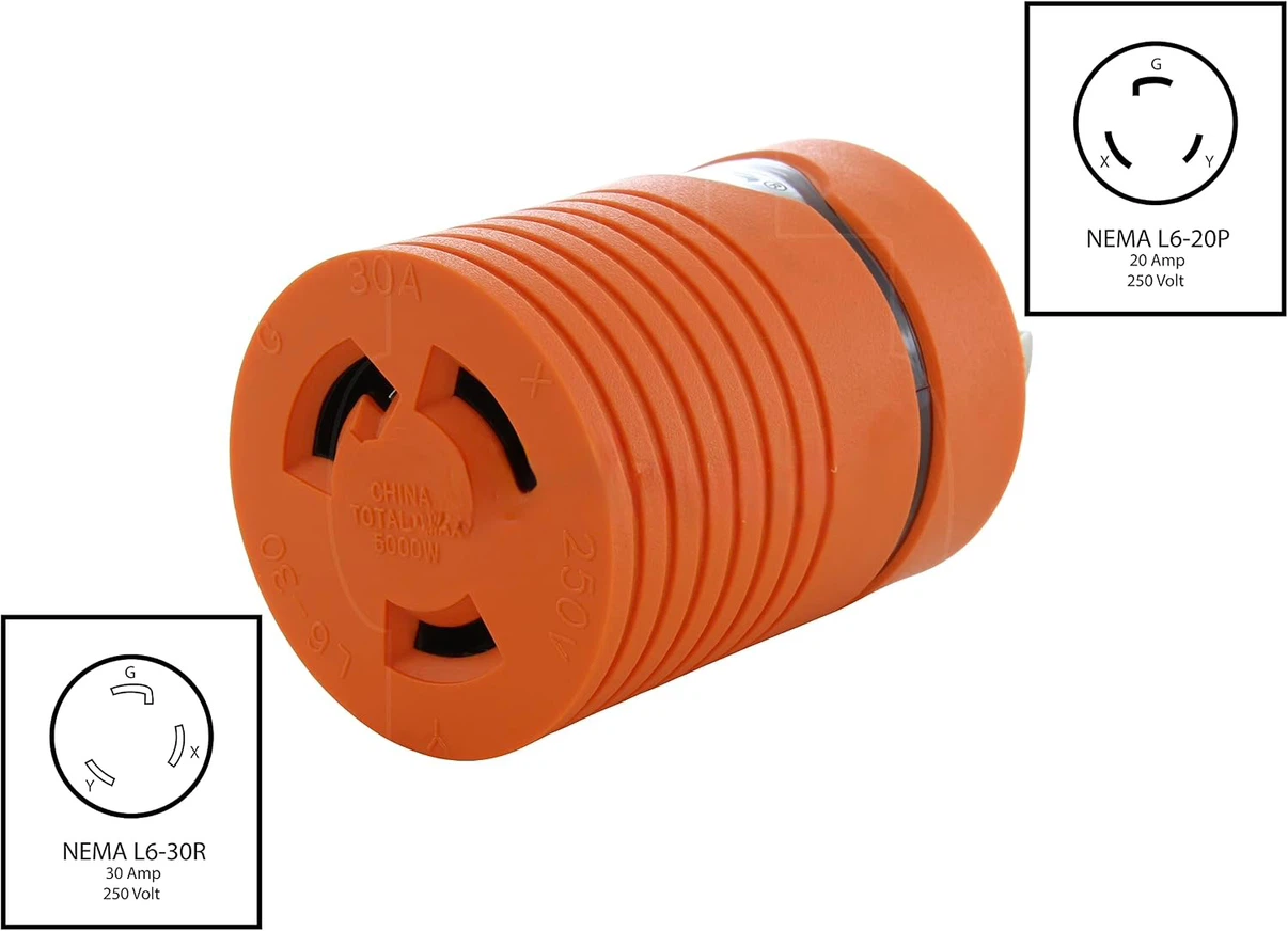 ADL620L630 Plug Adapter L6-20P 20A 250V Male Plug to L6-30R 30A