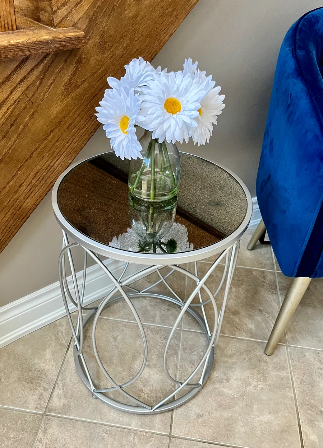 Silver Mirrored Accent Table
