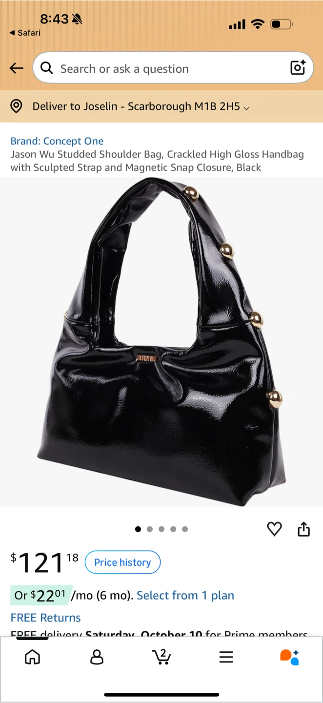 Jason Wu Black Studded Shoulder Bag , USED ONCE - photo 3