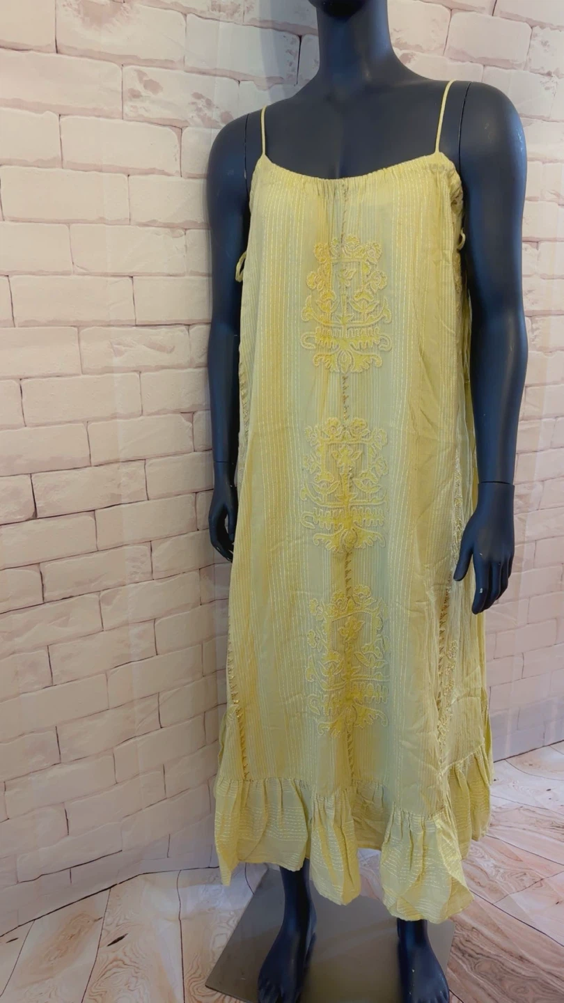 Yellow Embroidered Summer Maxi Dress