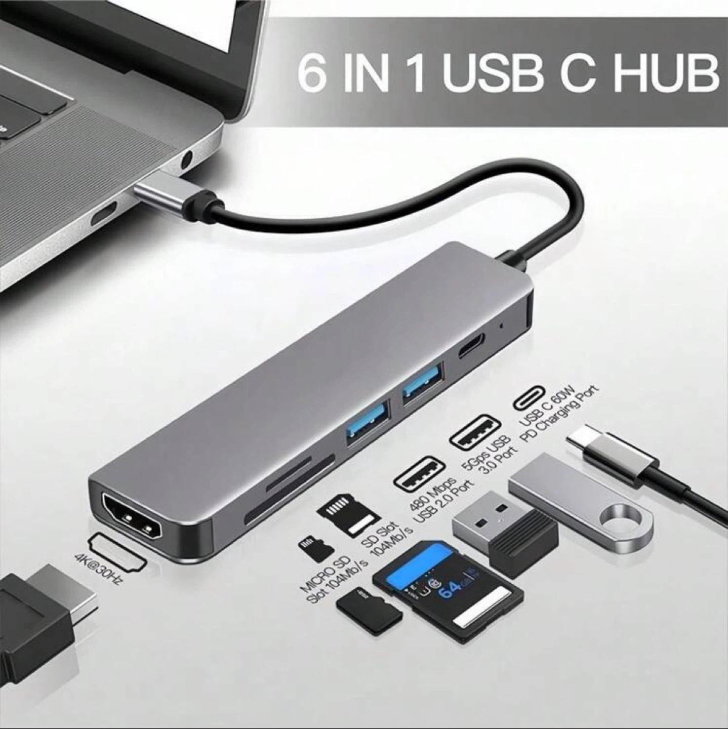 6-in-1 USB-C Multiport Hub - photo 4